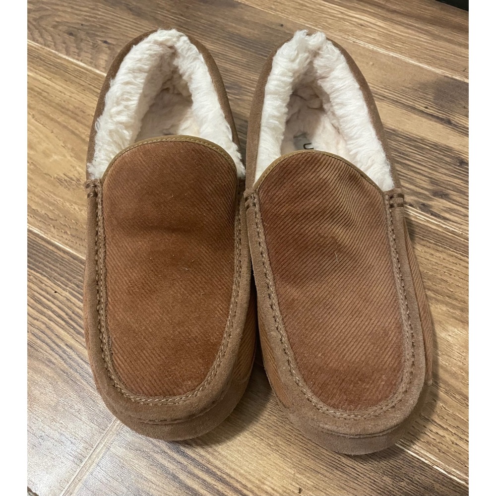 UGG Ascot Corduroy Chestnut Suede Slippers Mens‎ 9 Loafer Moccasin 1125932